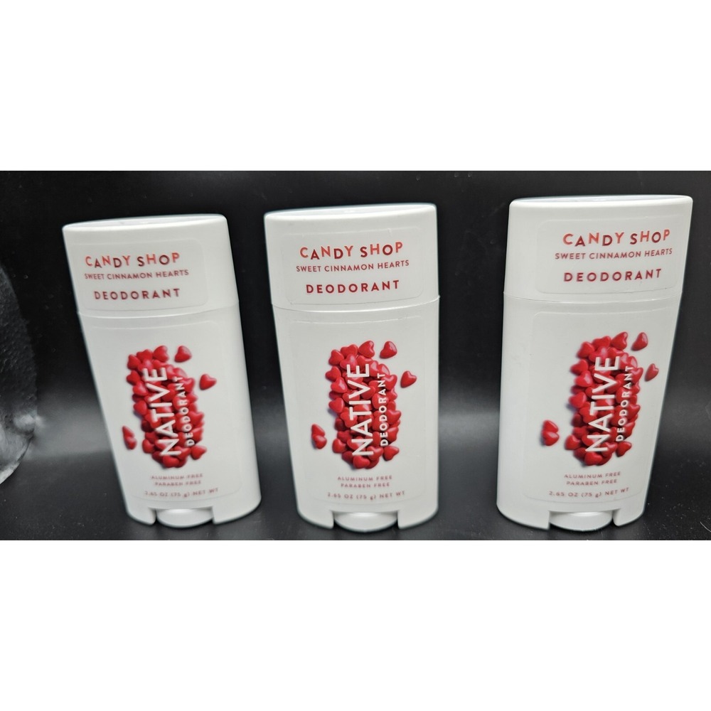Lot of 3 Native Candy Shop Sweet Cinnamon Hearts Deodorant 2.65 oz